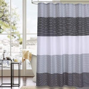 Julifo Shower Curtain Black and Grey Polyester Fabric Bathroom Curtain Waterproof Thick Shower Curtains,72 X 72 INCH (Black & Grey)