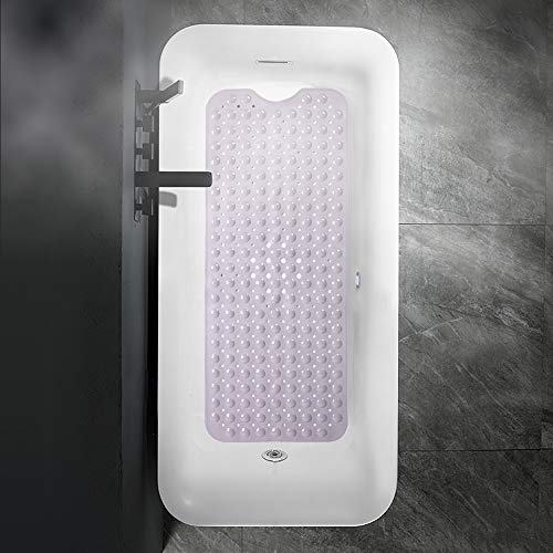 XBison Large Bath Tub Mat Extra Long 40x16” XBison Massive Tub Tub Mat Additional Lengthy 40x16”, Protected Non-Slip Bathtub and Bathe Mats with Drain Holes &amp; Suction Cups, Machine Washable Rest room Mats,Grey.