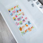 BeeHomee Cartoon Non Slip Bathtub Mat for Kids - 35x16 Inch XL Large Size Anti Slip Shower Mats for for Toddlers Children Baby Floor Tub Mats (Alphabet)