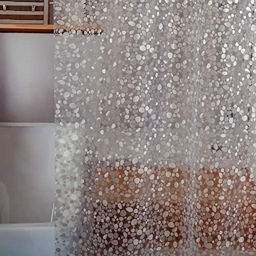 Waterproof Shower Curtain Liner 8G EVA Thick Shower Curtain No Smell with Heavy Duty 3 Bottom Magnets, Stain Resistant Shower Liner for Shower Stall, Bathtubs, 3D Pebble Pattern, 72 x 72,12 Hooks