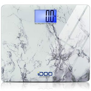 iDOO High Precision Digital Bathroom Weight Scale 440 Pound Capacity, Ultra Wide Heavy-Duty Platform with Elegant Marble Design
