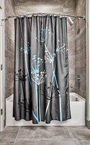 iDesign Thistle Floral Fabric Bathroom Shower Curtain - 72" x 72", Gray/Blue