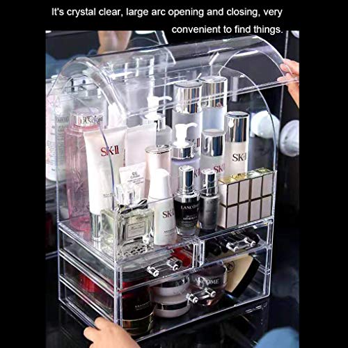 YeTrini Makeup Organizer,Modern DustProof Cosmetic Organizer YeTrini Make-up Organizer,Fashionable DustProof Beauty Organizer Make-up Storage Holder,Beauty Show Case with 3 Drawers for Lavatory or Countertop or Self-importance(Clear-L).