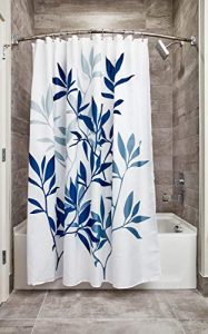 iDesign Leaves Botanical Fabric Bathroom Shower Curtain - 72" x 72", White/Blue
