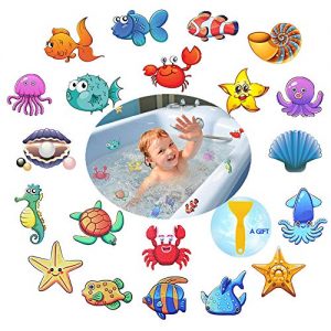 PASNOWFU Waterproof and Non-Slip Bathtub Stickers,Marine Organism Decal Treads, Adhesive Bathroom Shower Safety Appliques for Baby Kids Bath Tub,20 Set