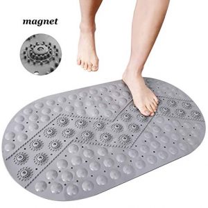 Wigbow Shower Mat for Foot Magnet Therapy, 15x27 inch Non-Slip Massage Bathtub Mat W/Suction Cup, PVC Material Mildew Proof Machine Washable Bathroom Mat