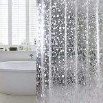 WELTRXE EVA Shower Curtain Water Repellent,No Chemical Smell Shower Curtain Liner,No Odor, Chlorine Free Shower Liner,Heavy Duty for Shower Stall, Bathtubs 72 x 72,12 Hooks