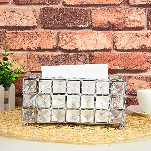 Handmade Square Crystal Tissue Box Tray, 200pc Paper Towel Storage Handmade Sq. Crystal Tissue Field Tray 200pc Paper Towel Storage (Silver) , Silver Rectangle Cowl Luxurious Bathroom Holder for on Toilet Self-importance/Countertop/Bed room Dresser/Night time Stand/Desk/Desk Rectan.