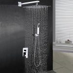 BOHARERS Bathroom 10” Rainfall Shower Head with Handheld - Wall Mount Stainless Steel Multi-Function Rain Mixer Shower Combo, Polished Chrome