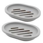 TOPSKY 2-Pack Soap Dish with Drain, Soap Holder, Soap Saver, Easy Cleaning, Dry, Stop Mushy Soap (Grey)