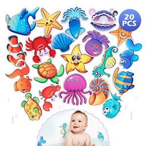 PGFUN 20PCS Marine Organism Stickers Tub Tattoos Sea Animal Decals Treads Adhesive Appliques with Scraper for Stairs,Refrigerators, Windows, Bathtub,Mirrors and Other Smooth Surfaces Decoration