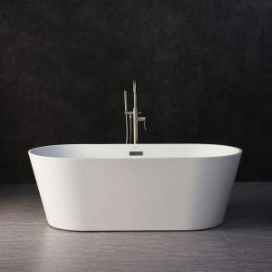 Woodbridge 67" Acrylic Freestanding Bathtub Contemporary Soaking Tub with Chrome Overflow and Drain, BTA1513-C,White
