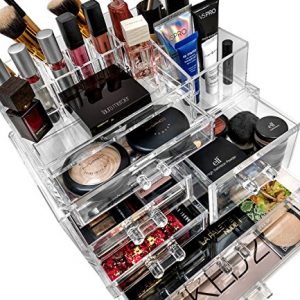 Sorbus Acrylic Cosmetics Makeup and Jewelry Storage Case Display Sets -Interlocking Drawers to Create Your Own Specially Designed Makeup Counter -Stackable and Interchangeable (Clear)