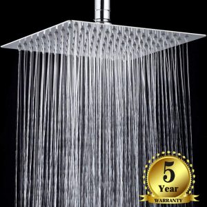 Diamber Crackproof Rain Shower Head 12 inch Square, SUS 304 Stainless Steel Luxury Waterfall Showerhead, Chrome, 5-year Warranty
