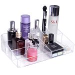 Gospire Clear Makeup Organizer Vanity Tray, 9 Spaces Cosmetic Storage Display Case Storage Box for Lipstick, Makeup Palette, Makeup Brush and Skin Care Products