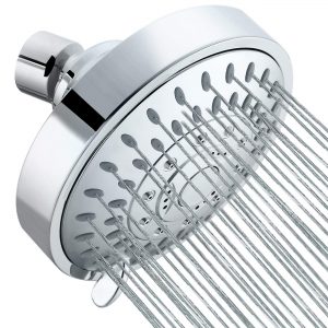 Tibbers Shower Head, High Pressure 5 Settings Showerhead with Adjustable Swivel Ball Joint, Excellent Shower Experience Even at Low Pressure and Water Flow (Fine Spray Chrome)