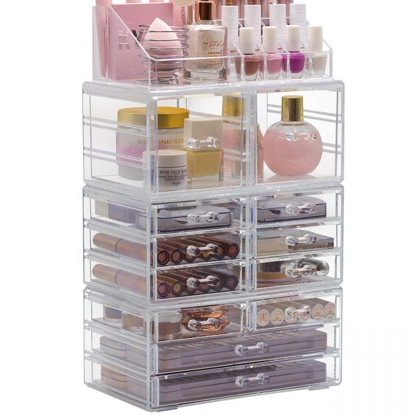 Sorbus Cosmetic Makeup and Jewelry Storage Case Display Organizer - Spacious Design - Great for Bathroom, Dresser, Vanity and Countertop (X Large - Style 2)