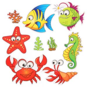 Pack of 9,Non Slip Bathtub Stickers,Adhesive Decals With Bright Colors,Ideal Large Appliques For Your family's Safety,Suit for Bath Tub,Stairs,Shower Room & Other Slippery Surfaces.(Shrimp And Crab)