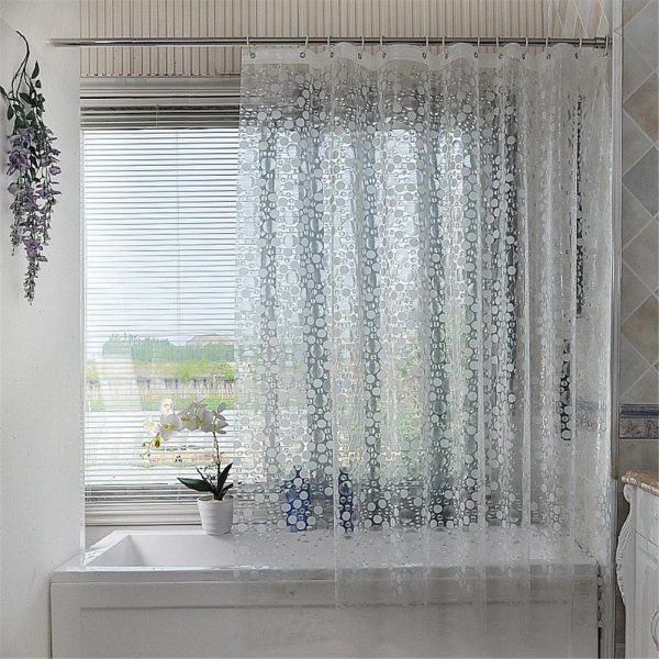 LUCKYHOUSEHOME Heavy Duty PEVA Semi-Transparent Shower Curtain Bathroom Waterproof with Frosted Circle Pattern 70 x 78 Inch Approx