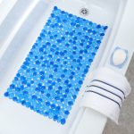 SlipX Solutions Blue Pebble Bath Mat Feels Great on Tired Feet & Helps Prevent Slips (Looks Like River Rocks, 140+ Suction Cups, Machine Washable)