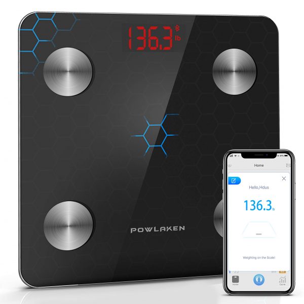 [2020 LATEST] Bluetooth Bathroom Digital Body Fat Weight Scale, Smart Wireless BMI Weighing Scales, Tracks Body Composition Analyzer Scale with Smartphone App for Water, BMI, BMR, Muscle Mass(400 lbs)