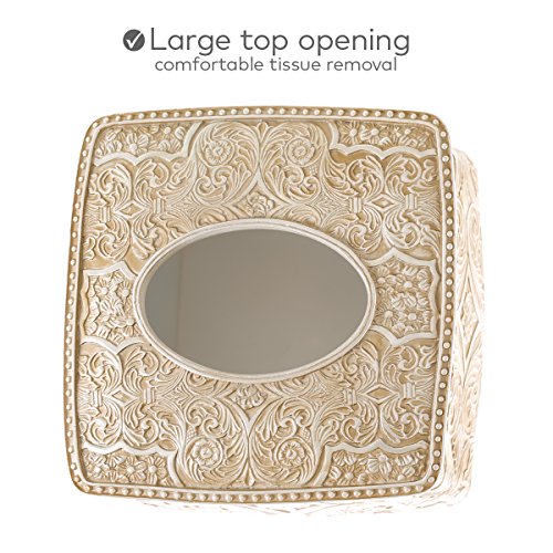 Creative Scents Square Tissue Box Cover – Decorative Bathroom Inventive Scents Sq. Tissue Field Cowl – Ornamental Rest room Tissue Holder is Completed in Stunning Victoria Assortment for Cute Elegant Rest room Decor (Beige).