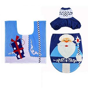 Danse Jupe Snowman 3Pcs Lint Toilet Tank Cover&Toilet Seat Cover&Rug Set Bathroom Christmas Decor