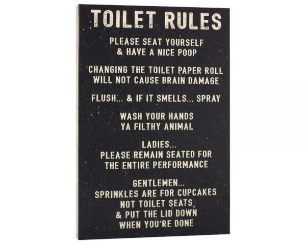 Elegant Signs Toilet Rules Sign Funny Bathroom Decor - Please Seat Yourself and Have a Nice Poop - Wash Your Hands Ya Filthy Animal