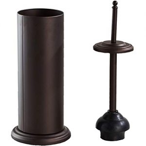 Gecious Bronze Toilet Plunger with Holder for Bathroom Metal Canister Holder Drip Cup, Heavy Duty, Deep Cleaning Bronze