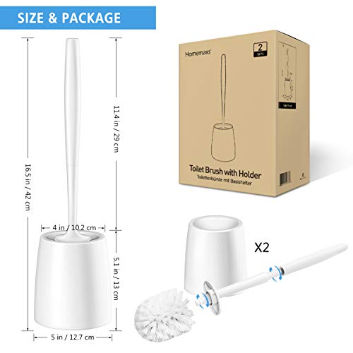 Homemaxs Toilet Brush and Holder, Modern Design Toilet Brush Homemaxs Rest room Brush and Holder,【2020 Upgraded】 Fashionable Design Rest room Brush 2 Pack with 5 inch Enlarged Steady Backside &amp; Prolonged Ergonomic Deal with,White Rest room Bowl Brush for Your Rest room Rest room.