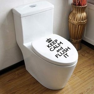 Keep Kalm and Flush It Quote Toilet Bowl Decal,Minimalist Funny Washroom Rule Lettering Sticker for Toilet Lid Bathroom Seat Decoration,Black-12.6”x15.3”-1Pcs