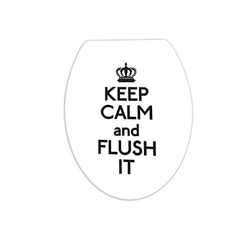 Keep Kalm and Flush It Quote Toilet Bowl Decal Hold Kalm and Flush It Quote Bathroom Bowl Decal,Minimalist Humorous Washroom Rule Lettering Sticker for Bathroom Lid Rest room Seat Ornament,Black-12.6”x15.3”-1Pcs.