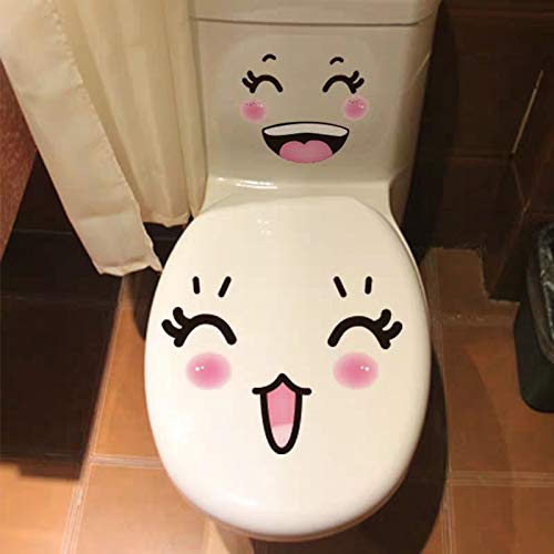 MINENA Bathroom Toilet Lid Stickers, Funny Smiley Pattern Wall Stickers MINENA Toilet Bathroom Lid Stickers Humorous Smiley Sample Wall Stickers-Bathroom Lid Decals Pregnant Lady Huge Stomach Stickers.