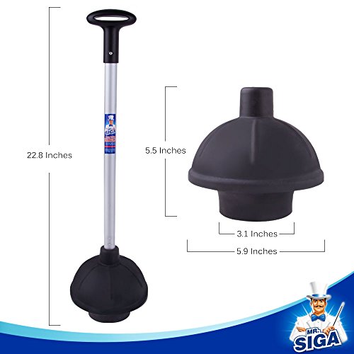 MR. SIGA 2 Way Rubber Toilet Plunger, Aluminium Handle MR. SIGA 2 Approach Rubber Bathroom Plunger, Aluminium Deal with
