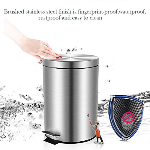 Mini Trash Can with Lid Soft Close, Magdisc Round Bathroom Trash Can Mini Trash Can with Lid Delicate Shut, Magdisc Spherical Toilet Trash Can with Detachable Inside Wastebasket, Anti-Fingerprint Brushed Stainless Metal Trash Can, 0.8Gal/3L.