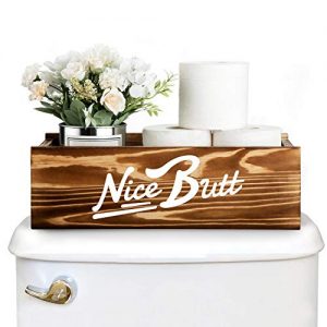 ZCONIEY Nice Butt Box Bathroom Humor Decor, Toilet Paper Holder, Rustic Wooden Storage Organizer Toilet Lid Tank Cover