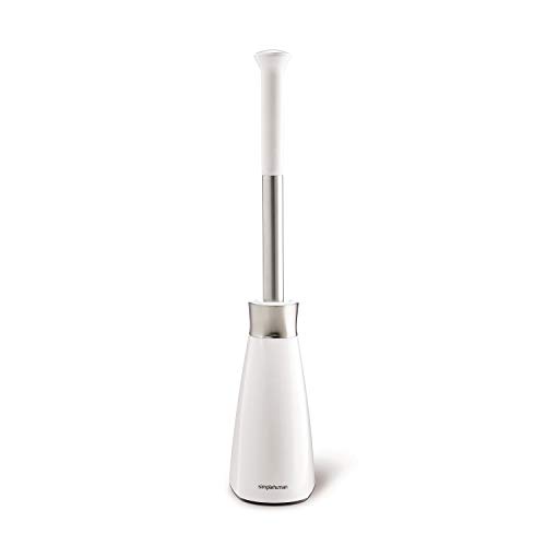 simplehuman Toilet Brush with Caddy, Stainless Steel simplehuman Rest room Brush with Caddy, Stainless Metal, White.