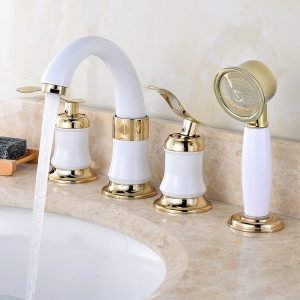Ceramic Bathroom Faucet Cold Hot Mixer Tap Ceramic Core 4pcs