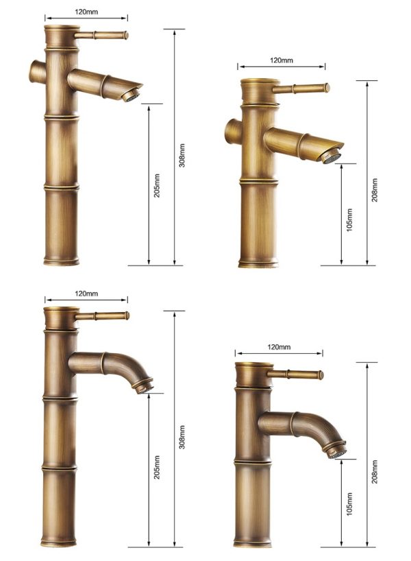 Tall Faucet With Two Pipes Kitchen/Bathroom ZGRK Toilet Faucet Brass Basin Taps Luxurious Faucet Tall Bamboo Scorching Chilly Water With Two Pipes Kitchen Out of doors Backyard WC Faucets