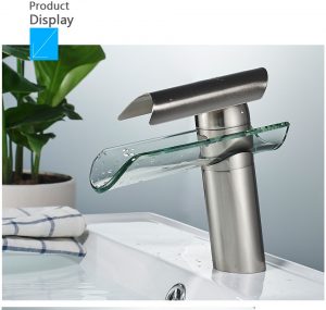 Single Handle Waterfall Lavatory Bathroom Faucet Glass Spout