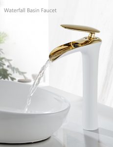 Elegance Redefined: Waterfall Basin Faucet in White, Chrome, or Gold - Experience the Epitome of Style and Function