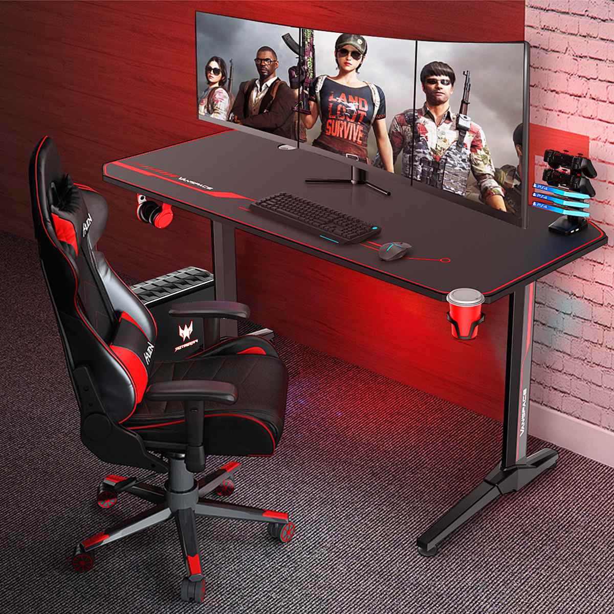Professional Gaming Desk: Ergonomic PC Computer Workstation Furniture The luxurious black color and modern design of this gaming desk add a touch of sophistication to your gaming space. It's not only functional but also aesthetically pleasing, enhancing the overall look of your gaming setup. Durable Construction: The desk is constructed with high-quality particleboard and metal materials, ensuring long-lasting durability and stability. It can withstand the rigors of gaming, including heavy equipment and intense gameplay. Spacious Desktop: With a desktop size of 55.1" L x 23.6" W, you'll have ample space to accommodate multiple monitors, gaming peripherals, and other accessories. The generous surface area provides a clutter-free gaming experience. The 55 Inch Gaming Desk comes with a free mouse pad and is designed as an ergonomic T-shaped office desk. This piece of furniture is perfect for PC and computer gaming, serving as a professional workstation for gamers.