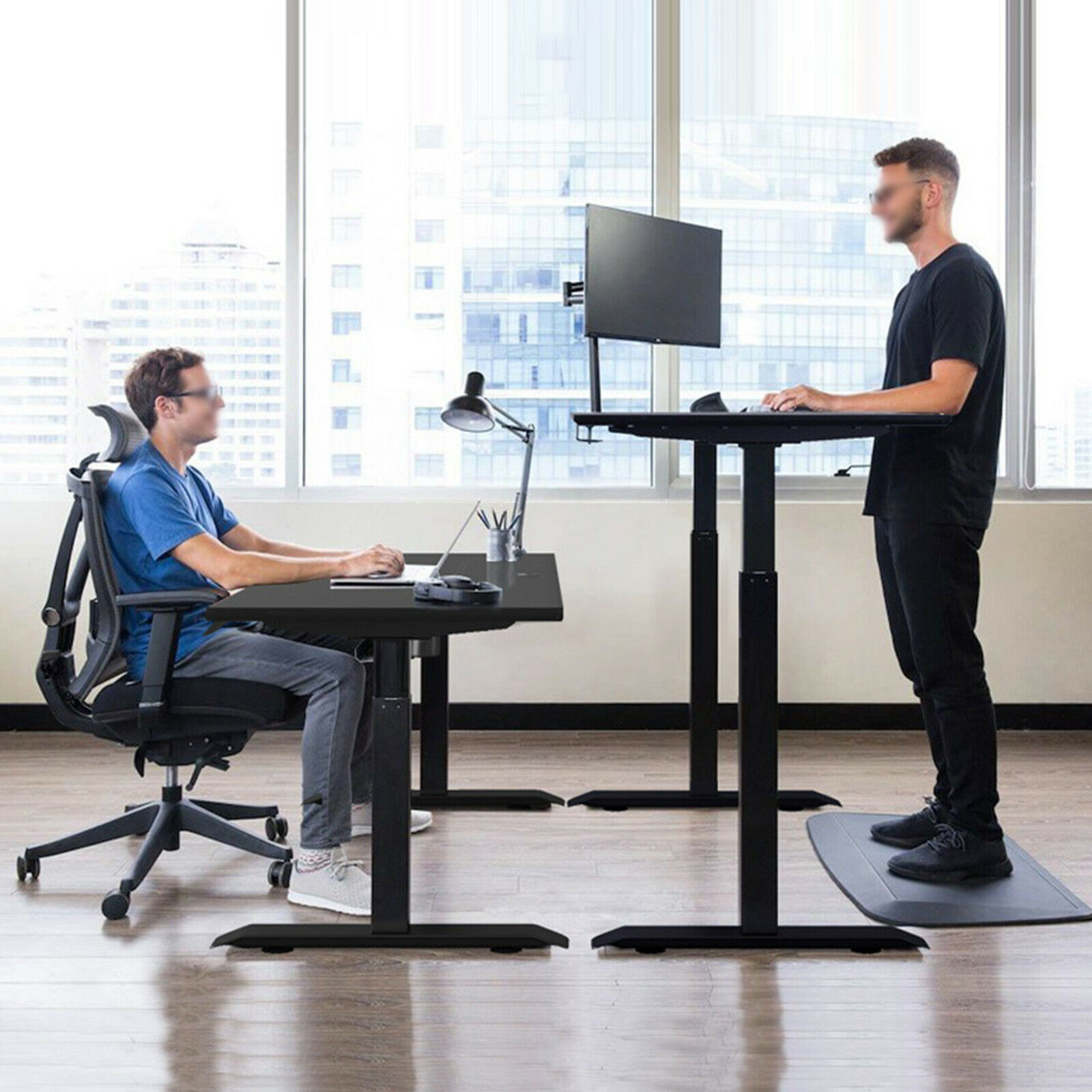 Ergonomic Electric Stand Up Gaming/Office Desk Frame with Adjustable Lifting Desk Top and Memory Control A standing desk can help boost your productivity by reducing fatigue and discomfort associated with prolonged sitting. Standing while working encourages better blood circulation, increased energy levels, and enhanced focus. Health Benefits: Using a standing desk can have long-term health benefits, such as reducing the risk of musculoskeletal issues and lower back pain. It also encourages better posture and can contribute to weight management. Easy Assembly: The bundle includes all the necessary components and an installation kit, making assembly straightforward and hassle-free. You'll have your new standing desk frame set up and ready for use in no time. The Electric Stand Up Desk Frame is a lifting desk top adjustable standing desk with ergonomic twin motor and memory control, making it perfect for use in a home office setting.