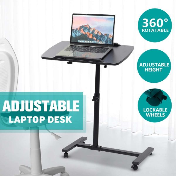 Adjustable Portable Laptop Desk: Detachable Bedside Table Stand for Couch or Mattress With a maximum VESA mounting pattern of 200 x 400 mm, this stand can securely hold TVs with different VESA configurations. It ensures a stable and safe mounting option for your TV, offering peace of mind. Sturdy and Reliable: Despite its compact design, this TV stand boasts a robust construction that can support TVs weighing up to 35 kg (77 lbs). It offers exceptional stability, so you can trust that your TV will be securely held in place. Space-Saving Solution: This desktop TV stand is ideal for spaces where wall mounting is not feasible or preferred. It allows you to place your TV on a tabletop or media console, saving valuable floor space in your living room, bedroom, or any other area. Four lockable casters allow for easy movement and stability. Built-in safety stopper keeps objects from sliding off when the panel is tilted.