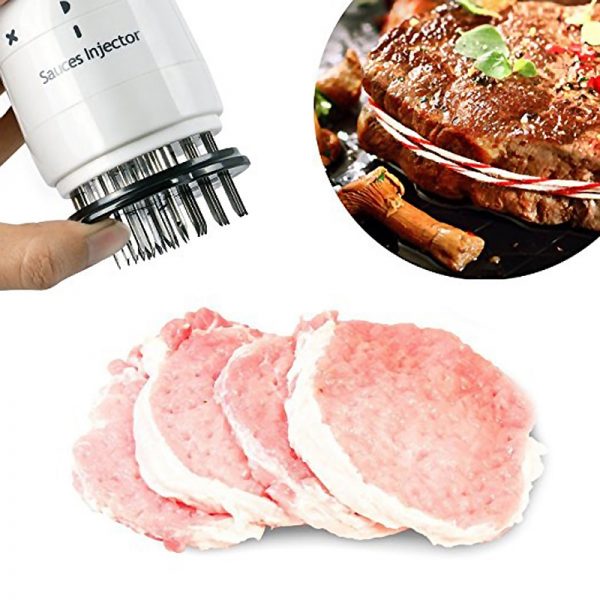 Meat Tenderizer and Marinade Injector With dimensions of 22.599cm and a weight of 350g, this kitchen tool is compact and easy to store, saving space in your kitchen. Versatile Usage: This tool is not limited to barbecue seasoning but can also be used for marinating meats for various cooking methods, including grilling, roasting, and baking. Easy to Clean: After use, you can disassemble the tool for thorough cleaning. The stainless steel components are easy to wash and maintain.